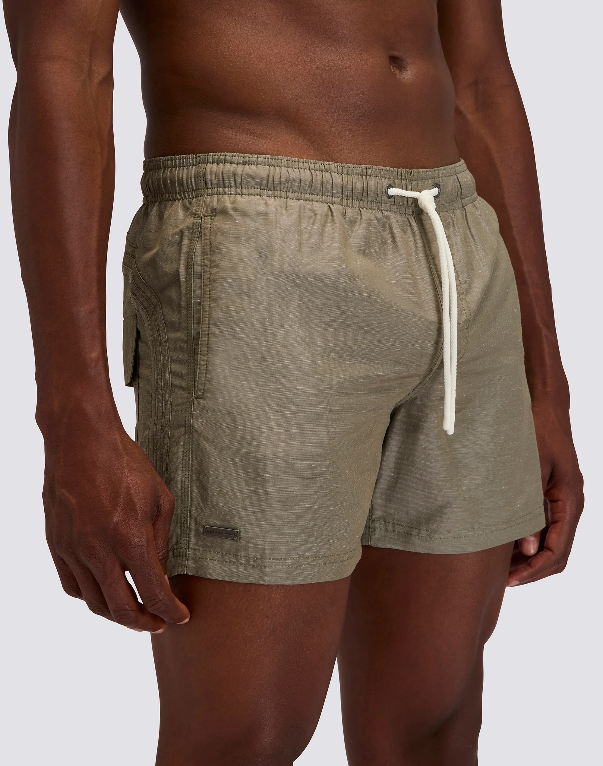 COSTUME DA BAGNO UOMO CORTO VITA ELASTICATA GOLDENWAVE IN LINO RICICLATO - Image 3