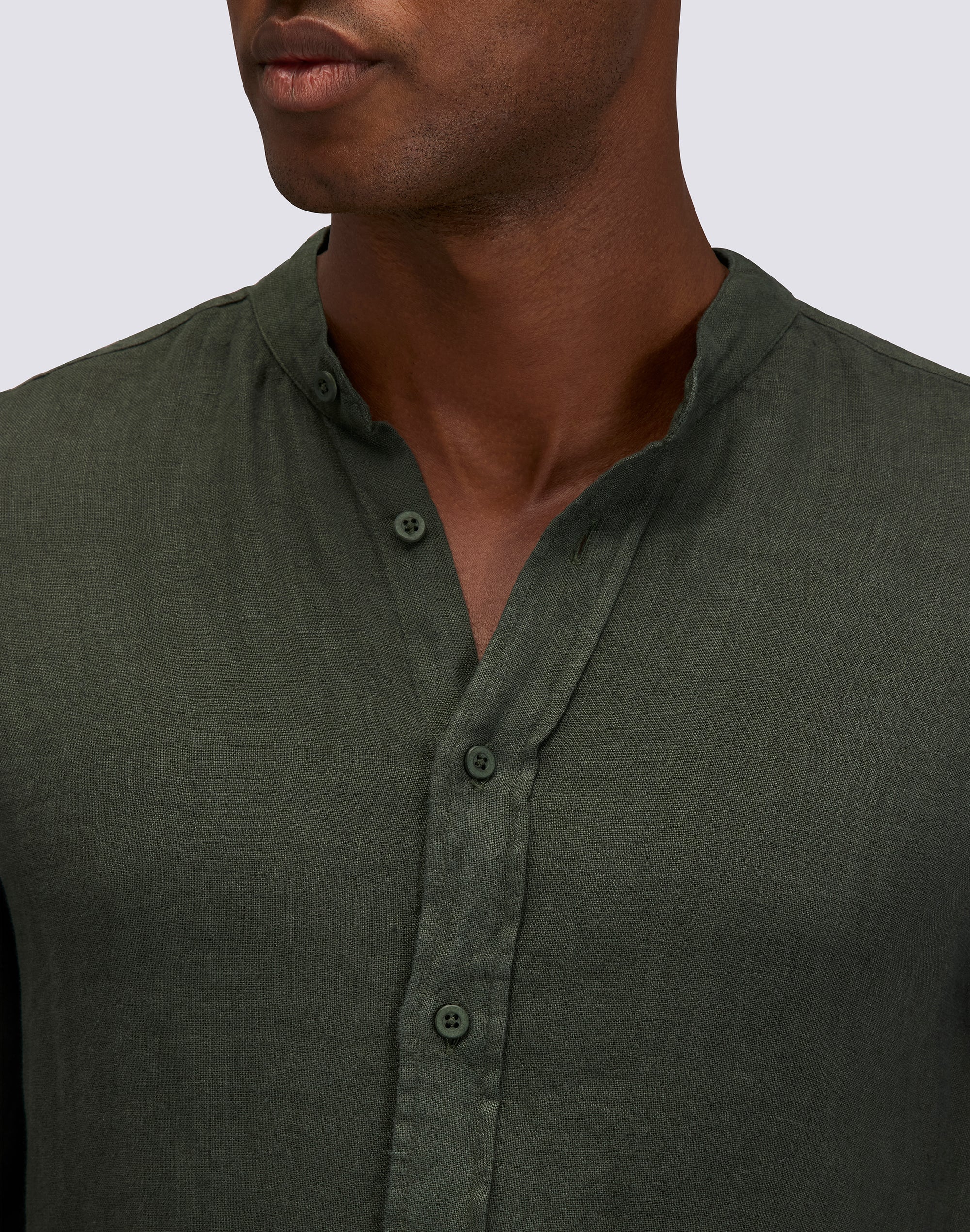 CAMICIA DA UOMO ALLA COREANA IN LINO TINTO CAPO - Image 4